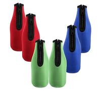 Caoruiy Beer Bottle Sleeves,Beer Bottle Cooler Sleeves Keep Drink Cold Zip-Up Neoprene Insulated Sleeve Cover