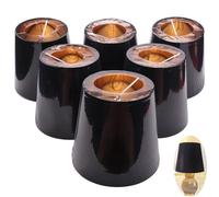 Caoruiy Black Lamp Shades with Gold Lining Clip on Light Shades Candle Chandelier Lampshades, Set of 6