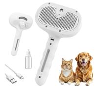 Caossuixin 3 in 1 Steam Cat Brush, Self-Cleaning Dog Steam Grooming Brush with Spray Mist, Rechargeable Cat & Dog Comb for Pet Shedding and Massaging Grooming, Furminator for Long or Short Haired Pets