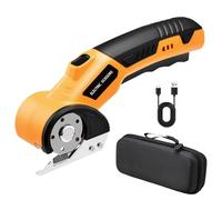 Caossuixin 4.2V Cordless Electric Scissors with Storage Bag, Rechargeable Cardboard Cutter Tool Fabric Scissor with Safety Lock & LED Light,Rotary Electric Box Cutter for Carpets,Plastic,Leather,Paper