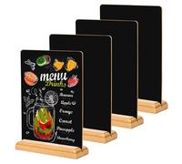 Caossuixin 4PCS A4 Chalkboards, 21x29.7 cm Tabletop Blackboards, Menu Board with Wooden Stands, Erasable Chalk Board, Blackboards Signs for Party, Wedding, Bar, Restaurant Food Truck Tables Decoration