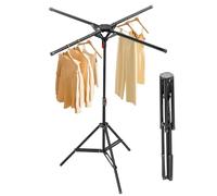 Caossuixin Alloy Steel Semi Rotary Washing Line Airers, Foldable Portable Washing Line with Freestanding 4 Arm & 3 Stable, Clothes Airer, Adjustable Height 120-170cm