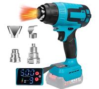 Caossuixin Cordless Heat Gun for 18-20V Battery, （No Battery）Cordless Hot Air Gun with 9 Stage Air Volume Settings & Display Screen, Temperature Up to 500 °C with 4 Nozzles for Welding, Bending Pipes