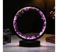 Caossuixin Natural Crystal Lamp - LED Night Light, 3 Dimmable Mode Amethyst Crystal Light, USB Port Healing Lights for Bedroom Office Home Meditation, Focus, Relaxation - Home Decor Gift for Women Men