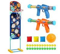 Caossuixin Pack of 2 Moving Shooting Games for Kids, 3-in-1 Target Shooting Game Kids with 2 Popper Guns, Indoor Outdoor Garden for Kid Gun Games Christmas Toys Gifts for Boys & Girls Age 5 6 7 8 9 10