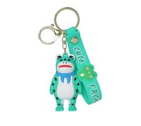 CAOXIAN Cartoon Frog Keychain Boy Girl Cute Lonely Sad Frog Key Chain Soft Frog Keyring Standing Cool Frog Key Rhain Schoolbag Bag Ornament Funny Gift