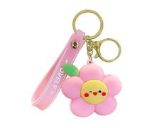 CAOXIAN Cartoon Sunflower Keychain Keyring Cute Rainbow Sun Flower Key Chain Ring Purse Bag Backpack Pendant Accessories for Women Girls Gift