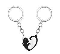 CAOXIAN Couples Keychain Ying Yang Cat Tai Chi Puzzle Piece Key Chain Friendship Best Friend Boyfriend Girlfriend Keychain Ring for Couple Her and Her Valentines Gifts, multi-coloured, M