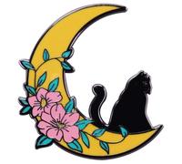 CAOXIAN Cute Cat Enamel Brooch Pins Black Cat Moon Brooch Lapel Pin Animal Collar Pin Badge Kawaii Backpack Pins for Women Men DIY Badges Clothing Jacket Bags Presents