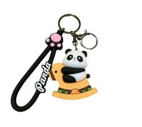 CAOXIAN Cute Panda Riding Horse Keychain Cute Animal Key Chain Car Pendant Wristband Key Ring Women Men Car Key Handbag Pendant Panda Lover Gift