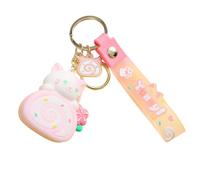CAOXIAN Kawaii Cat Keychain Cute Cartoon Keyring PVC Cake Roll Key Accessories Bag Pendant Anime Key Chain for Girl Couple Trinket Gift