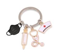 CAOXIAN Nurse Keychain Syringe Stethoscope Mask Keyring Medical Tool Key Ring Nurse Cap Key Chain Nurse Doctor Appreciation Nursing School Student Graduation Gifts