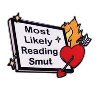 CAOXIAN Red Vintage Unisex Enamel Pin: Most Likely Reading Smut Words Heart And Arrow Brooch Badge