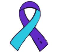 CAOXIAN Ribbon Brooch Blue And Purple Ribbon Brooch Suicide Awareness Ribbon Enamel Pin Badge Mental Health Awareness Metal Ribbon Brooches Alzheimer's Ovarian Cancer Survivors Theme Badges Scarf Swea