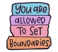 CAOXIAN You Are Allowed To Set Boundaries Brooch Quotes Enamel Pin Inspiring Words Lapel Pin Colorful Cartoon Book Brooch Library Brooch Badge Readers Book Fans Festival Gift Backpack Coat Shirt Decor