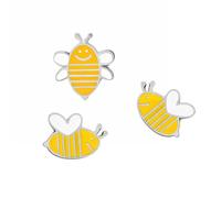 CAOXIANBee Pin Set 3pcs Pretty Cute Bees Pattern Enamel-liked Lapel Pins Cartoon Yellow Bee Enamel Brooch Pins Set Novelty Brooch Pin Set Badges for Unisex Child Women Girls Clothes Bags Decor