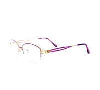 CAOXN Anti-Blue Light Blocking Reading Glasses, Women's Pure Titanium Multifocal Anti-Fatigue Resin Lens Presbyopia Optical Glasses,Purple,+3.00