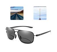 CAOXN Bifocal Presbyopic Reading Glasses, Mens Looking Far And Near Dual Use Polarized Fashion Sunglasses for Fishing Driving And Walking,Black,+2.00