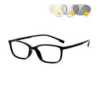 CAOXN Photochromic Reading Glasses, Ultra Light TR90 Lightweight Full Frame Men And Women Uv400 Sunglasses Readers Presbyopia Spectacles,Black,+2.50
