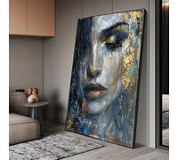 CAOXTART Abstract Beautiful Girl Face Oil Painting on Canvas Large Wall Art woman Portrait Posters and Prints Bedroom Wall Decor(50x75cm/Inner frame)