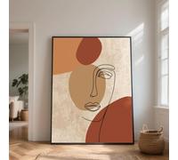 CAOXTART Abstract Face Canvas Oil Painting, Line Art Canvas Print, Earth Tones Posters, Boho Wall Decor for Living Room, Home Mural(50x75cm/Internal Frame)
