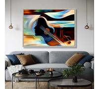 CAOXTART Abstract Music Canvas Painting, Guitar Art Posters, Modern Musical Note Artwork, Colorful Instrument Pictures, Home Decor(70x100cm/Internal Frame)