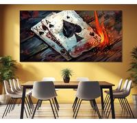 CAOXTART Abstract Poker Posters Print, Casino Poker Canvas Wall Art, Texas Holdem Painting, for Living Room, Home Wall Decor Mural(60x120cm/Frameless)