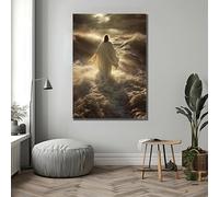 CAOXTART Abstract Waves Canvas Posters: Jesus Walking on Amidst Classic Painting, religion Prints Canvas Wall Art for Home Decor(60x90cm/Internal Frame)