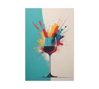 CAOXTART Abstract Wine Glass Canvas Painting: Colorful Canvas Wall Art, Nordic Style Posters and Prints Home Kitchen Decor Mural(70x100cm/Inner Frame)