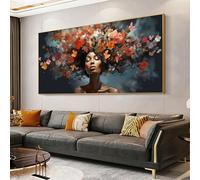 CAOXTART Abstract Woman Face Painting: Colorful Floral Hairstyle Wall Art Posters Print, Modern Female Portrait Posters and Prints(90x180cm/Internal Frame)