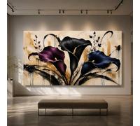CAOXTART Calla Lilies Canvas Wall Art, Dark Floral Bouquet Posters, Abstract Flower Painting, Ready to Hang Canvas Print(40x70cm/Internal Frame)