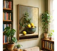 CAOXTART Classic Lemon Posters, Still Life Painting, Rustic Farmhouse Kitchen Decor, Vintage Botanical Fruit Canvas Wall Art(80x120cm/Frameless)