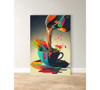 CAOXTART Colorful Coffee Pour Painting, Kitchen Canvas Wall Art, Abstract Cafe Decor Posters, Coffee Lover Pop Art Canvas Print(80x120cm/Frameless)
