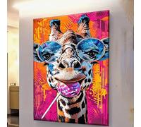 CAOXTART Colorful Giraffe Canvas Wall Art, Pop Art Graffiti Poster Prints, Abstract Animals Painting, Kids Room Home Decor Artwork(70x110cm/Frameless)