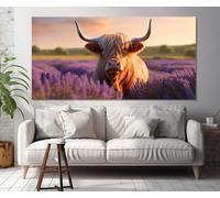 CAOXTART Cow in Lavender Field Canvas Painting, for Home Wall Decor, Farmhouse Cow Posters and Prints Modern Aesthetic Wall Art(40x80cm/Frameless)
