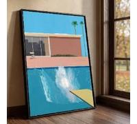 CAOXTART David Hockney Style Canvas Oil Painting, Pool Posters Print, Mid-Century Modern Wall Art for Living Room, Home Decor(50x75cm/Frameless)