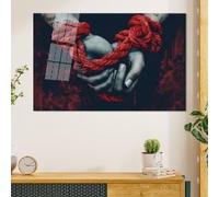 CAOXTART Dramatic Wall Art, Bound Hands with Red Rope Posters and Prints Emotional Photography Photos Statement Piece Home Decor(60x90cm/Inner frame)