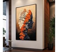 CAOXTART Dual Faces Autumn Tree Foliage Painting, Surreal Nature Wall Art, Abstract Portrait Canvas Prints, Modern Home Decor(60x90cm/Internal Frame)