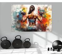 CAOXTART Fitness Girl with Dumbbells Print Painting, Gym Wall Decor Mural, Motivation Women Posters, Woman Fitness Canvas Wall Art(40x60cm/Inner Frame)