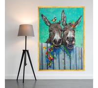 CAOXTART Funny Donkey Duo Canvas Print - Farmhouse Wall Art, for Living Room, Home Wall Decor Abstract Animal Posters and Prints(70x100cm/Internal Frame)