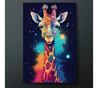 CAOXTART Giraffe Wall Art, Space Animal Painting on Canvas, Colorful Cosmic Jungle Posters Print, Modern Abstract Room Decor Mural(50x75cm/Frameless)