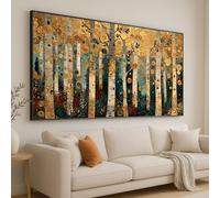 CAOXTART Golden Birch Forest Canvas Painting, Gustav Klimt Wall Art, Abstract Trees Posters and Prints, Nature Luxury Home Decor(80x140cm/Frameless)