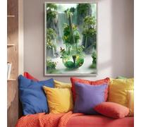 CAOXTART Green Violin Canvas Print, Nature Music Wall Art, Abstract Violin Canvas Painting Posters for Living Room, Home Decor(50x75cm/Internal Frame)