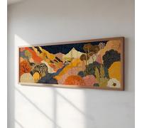 CAOXTART Japandi Botanical Posters and Prints, Panoramic Canvas Painting, Landscape Wall Art Print: Kusama Style Artwork(30x90cm/Frameless)