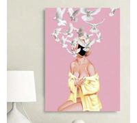 CAOXTART Master Woman In Robe Poster - Retro Doves Print Pictures-Bird Art - Modern Aesthetic Painting Bathroom Wall Decor Mural 60x90cm framework