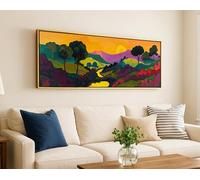 CAOXTART Mid-Century Modern Forest Posters and Prints, Landscape Wall Art: Minimalist Nature Artwork, Panoramic Painting(65x195cm/Internal Frame)