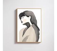 CAOXTART Minimalist portrait poster in black and white watercolor style - Modern art print Oil Painting - Scandinavian Home decor 50x75cm Frameless