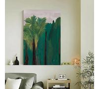 CAOXTART Modern Wall Art Green Palm Tree Canvas Painting - Poster With Black, Lush Jungle Foliage In Green, Brown, Golden Tones(40x60cm/Inner frame)