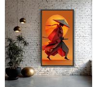 CAOXTART Samurai Shadow Posters Print, Abstract Warrior Canvas Wall Art, Japanese Canvas Painting Home Wall Decor Artwork(35x60cm/Internal Frame)
