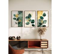 CAOXTART Set of 3 Canvas Painting, Abstract Plant Picture, Large Gallery Wabi Sabi Print Poster, for Living Room, Home Wall Artwork 30x40cmx3 Frameless